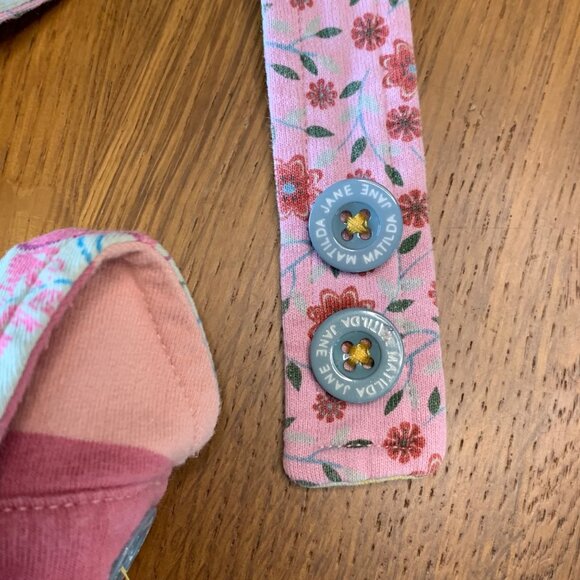 MATILDA JANE Striped Overalls Girls 12-18 Mos Pink Stripes Floral Ruffles Romper - Picture 5 of 11